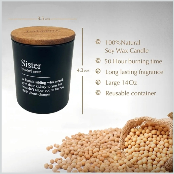 LaLeena Black Sister Definition Candle Vanilla Scent NIB 14oz - Picture 3 of 3